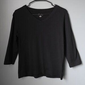 2/$13 Kim Rogers Women's 3/4 Sleeve V-Neck Solid Top Size Medium